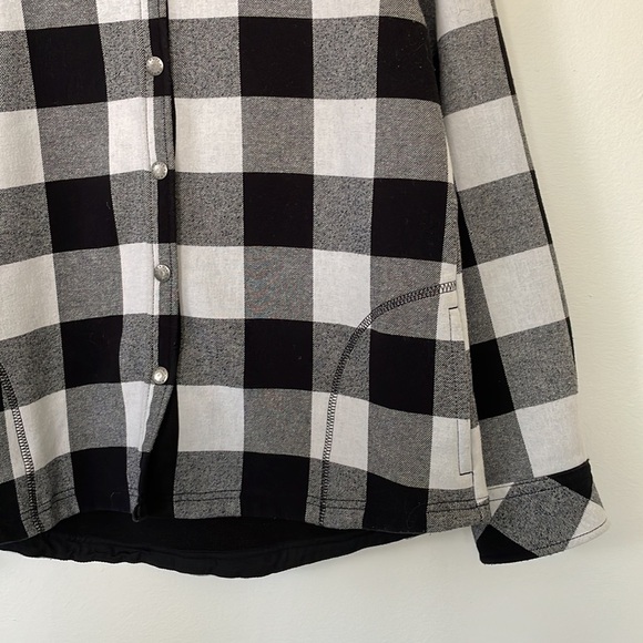 Orvis | Ladies Black White Checker Fleece Lined Button Front Shacket Size Medium - Picture 6 of 14